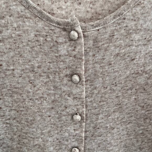 Areve Cardigan Womens Medium Beige Fairycore Cottagecore Sweater Romantic Linen - Picture 3 of 10